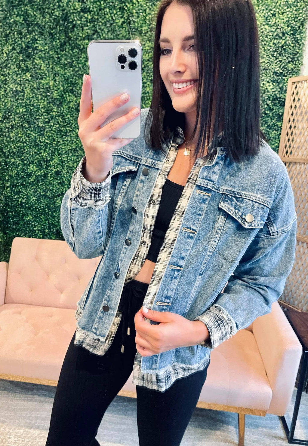 Piper Plaid Jean Jacket - SIZE SMALL