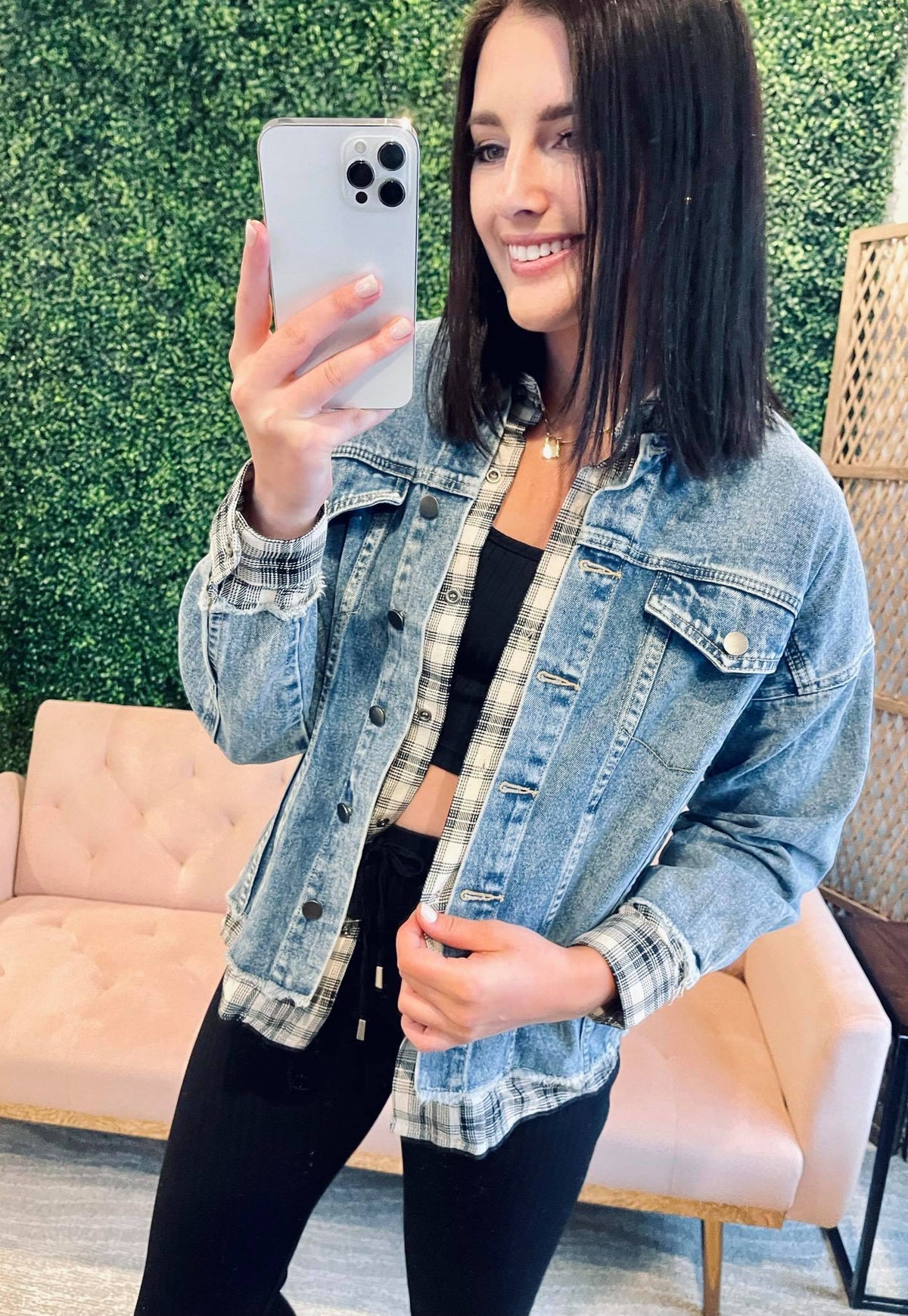 Piper Plaid Jean Jacket - SIZE SMALL