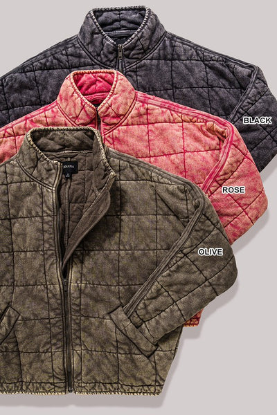 Priah Quilted Jacket - Olive - SIZE XL