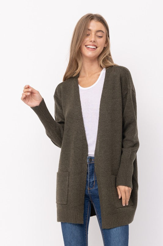 Sandi Simple Cardigan - Olive - SIZE SMALL