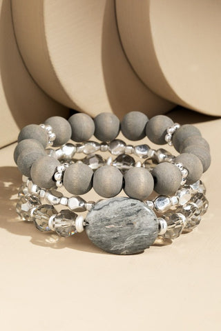Sandra Stackable Bracelet Set - Grey