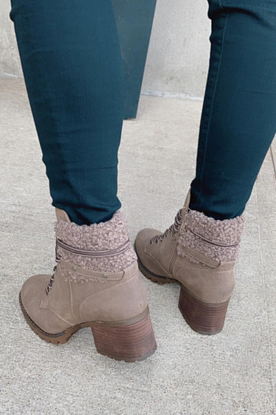 Stassi Lace-Up Sherpa Booties