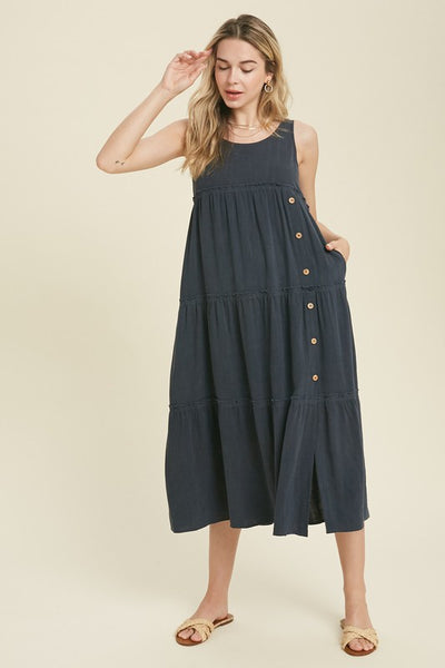 Toia Tiered Side Button Dress