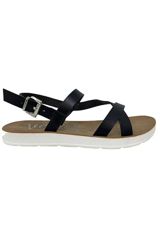 Blaire Cross Strap Sandals - Black
