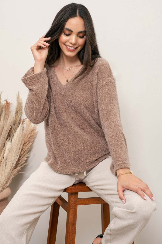 Xiana V Neck Top - Cocoa