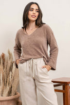 Xiana V Neck Top - Cocoa