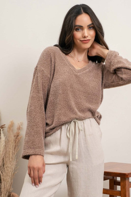 Xiana V Neck Top - Cocoa
