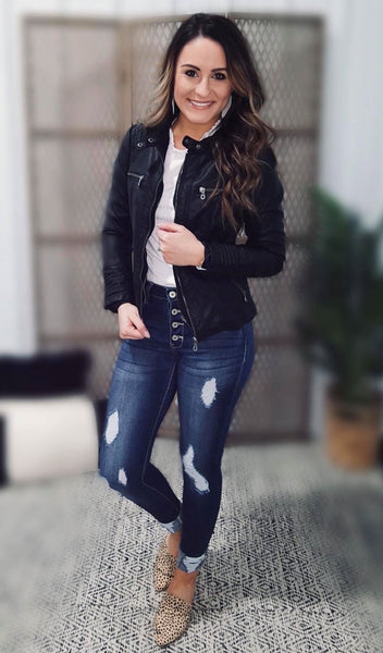 Ximena Faux Hooded Leather Jacket