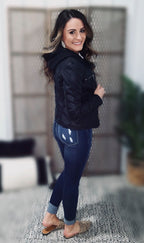Ximena Faux Hooded Leather Jacket