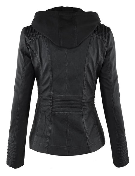 Ximena Faux Hooded Leather Jacket