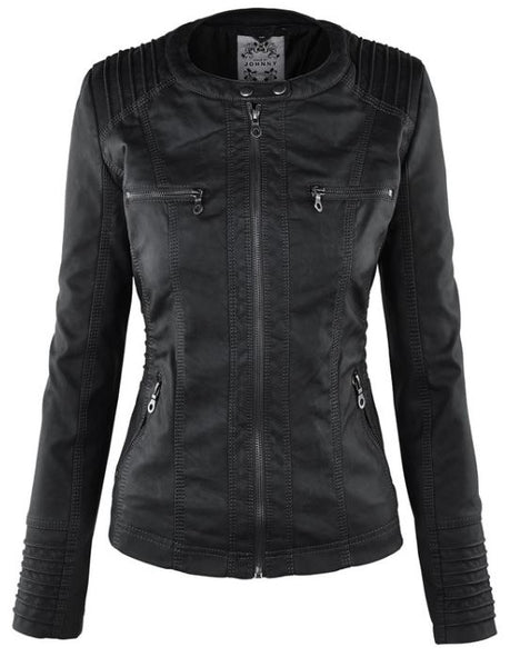 Ximena Faux Hooded Leather Jacket