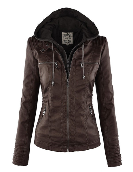 Ximena Faux Hooded Leather Jacket