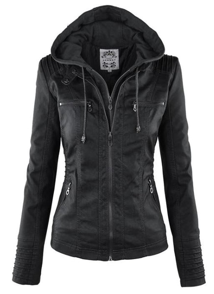Ximena Faux Hooded Leather Jacket