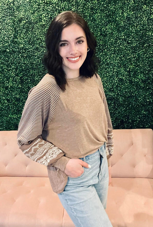 Amora Boho Long Sleeve Top - SIZE SMALL