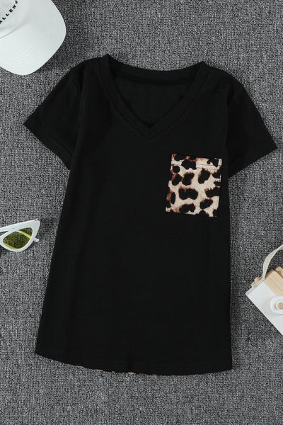 Lara Leopard Detail V Neck - SIZE SMALL