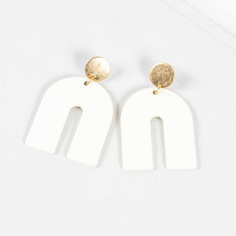 Isla U Arch Earrings - White/Gold